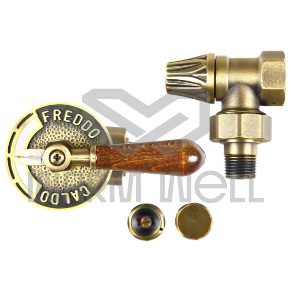 Кран радіаторний ретро WOOD Warm Well комплект