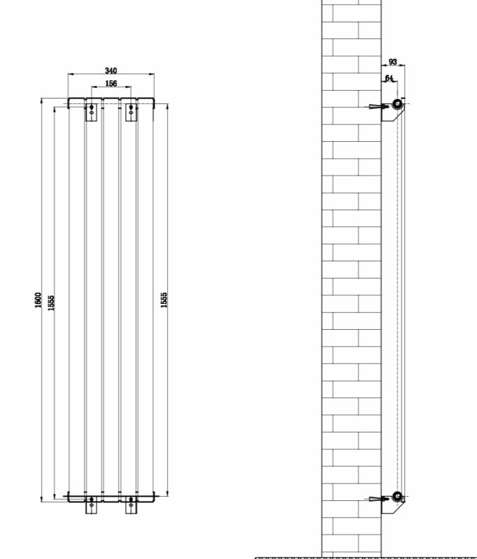Дизайнерский вертикальный радиатор отопления ARTTIDESIGN Livorno 5/1600/340/50 белый матовий