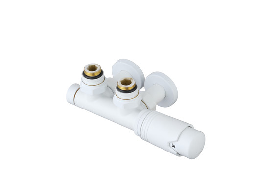 Термостатичний комплект ARTTIDESIGN для нижнього підключення 1/2 50 мм "БІНОКЛЬ" білий матовий