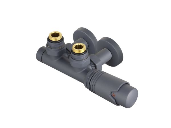 Термостатичний комплект ARTTIDESIGN для нижнього підключення 1/2 50 мм "БІНОКЛЬ"  сірий матовий