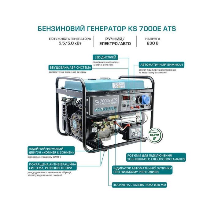 Бензиновый генератор 5,5 кВт Konner & Sohnen KS 7000E ATS