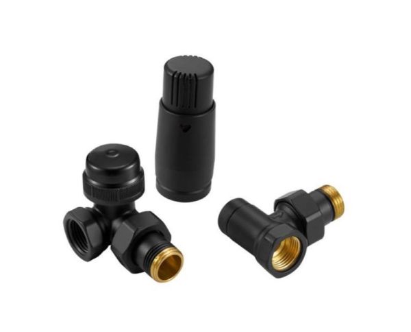 КРАН ТЕРМО №5 ARTTIDESIGN кутовий с термоголовкой 1/2” x 1/2” чорний матовий