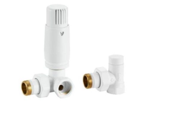 КРАН ТЕРМО №5 ARTTIDESIGN кутовий с термоголовкой 1/2” x 1/2” білий матовий