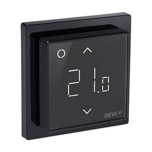 DEVIreg Smart Pure Black, Wi-Fi терморегулятор сенсорний, програмований, тижневий, чорний