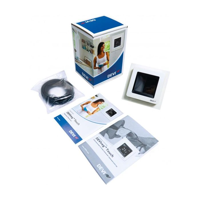DEVIreg Touch Pure White, терморегулятор сенсорний, програмований, тижневий, білий