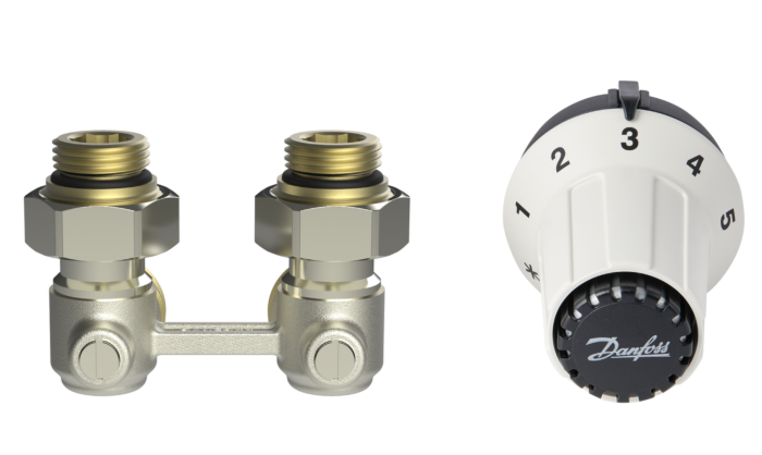 Danfoss "Бинокль" подключение радиатора угловое, комплект, RAS-CK, M30x1.5, RLV-KB (013G5276)