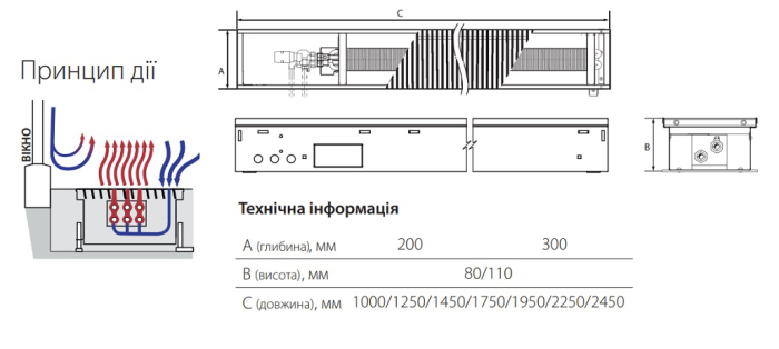 Конвектор внутрпол Cooltherm Hottherm 80x200 Естеств.конв