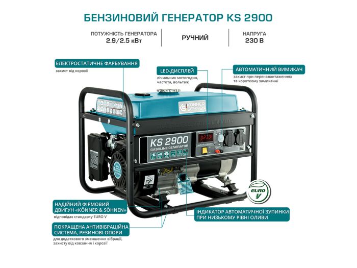 Бензиновий генератор 2,9 кВт Konner & Sohnen KS 2900
